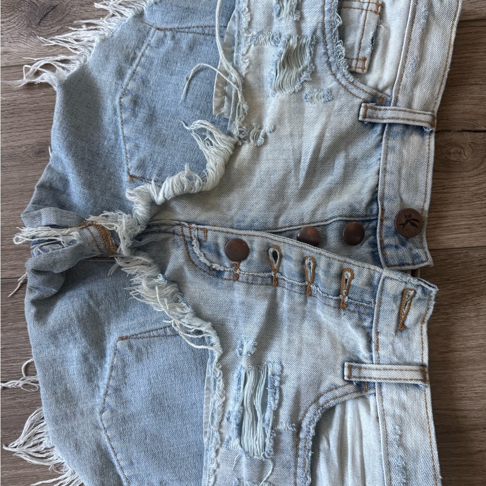 Vintage One teaspoon Distressed Light Blue Denim Shorts